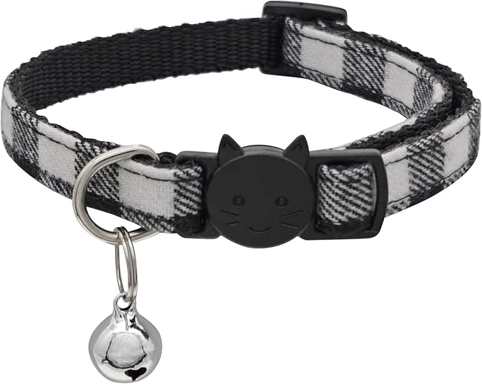 MJIYA Cat Collar with Bell, Breakaway Grid Collar with Plastic Buckle, Light by MJIYA