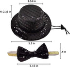 Christmas Pet Party Jazz Hat and Blingbling Bow Tie Breakaway Collar Set - Image 2
