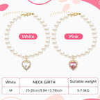 2pcs Cute Girl Cat Collar, Fancy Dog Pearl Necklace Collars Adjustable Pearl - Image 5