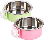 Dog Crate Bowl, Hanging Stainless Steel Removable Pet Crate Water & Food Bowls by QIYADIN
