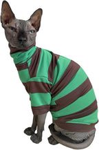 Vintage Stripes Sphynx Hairless Cats Shirt Cotton Cat Turtleneck Pet Clothes - Image 3