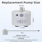 Glass Cat and Dog Water Fountain 90oz/2.7L, SMA-800 Ultra-Quiet Replacement Pump - Image 3
