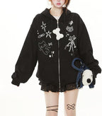 Womens Y2K Zip Up Cute Graphic Hoodies Cat Ears Casual Cartoon Harajuku Kawaii - Image 5
