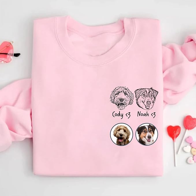 Custom Dog Face Sweatshirt Hoodie T-Shirt, Custom Pet Name, Personalized Pet - Image 5