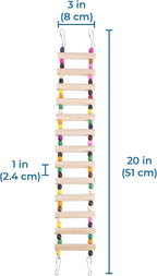 SunGrow Wooden Bird Ladder Bridge, Hanging Exercise Toy, Bird Playground Cage - Image 7