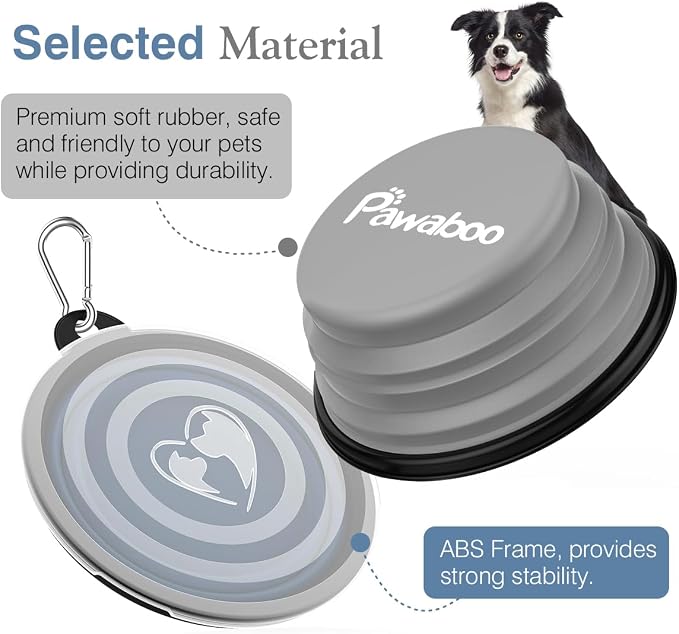 Pawaboo Collapsible Dog Bowls 2 Pack, Silicone Feeding Watering Bowls - Image 7