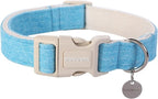 DOGWONG Cotton Hemp Dog Collar, Heavy-Duty Blue Dog Collar Adjustable Soft by DOGWONG