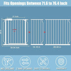 Extra Wide Baby Gates 71.5-76.3 Inch White Pressure Mounted Baby Gate Indoor - Image 2