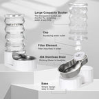 RIZZARI Gravity Dog Water Dispenser: 8L Large Auto-Refill Stainless Steel Pet - Image 3