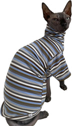 Vintage Stripes Sphynx Hairless Cats Shirt Cotton Cat Turtleneck Pet Clothes - Image 4