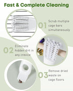 Pawfly 2 Pcs Bird Cage Cleaner Brush, 2-in-1 Bird Cage Cleaning Brush, Bird - Image 3