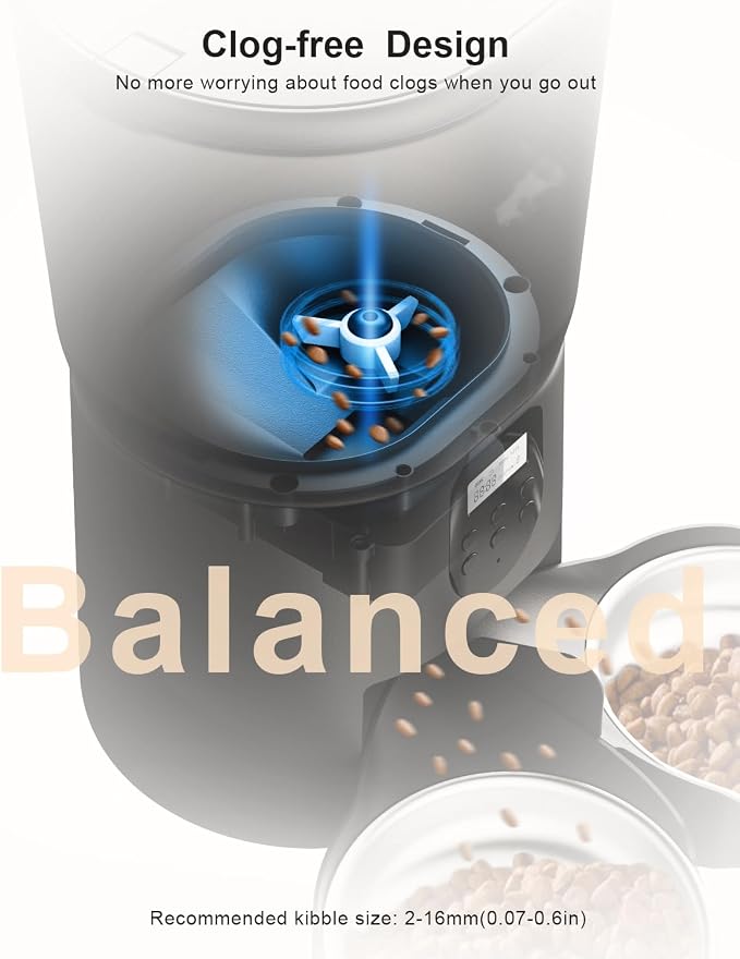 Automatic Cat Feeders for 2Cats, 6L/25cup Automatic Cat Food Dispenser - Image 6