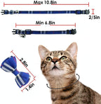 Cat Collar Breakaway with Bell and Bow Tie, Plaid Design Adjustable Safety - Image 7