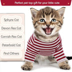 DENTRUN Hairless Cats Shirt Breathable Cat Daily Wear Clothes Stripe Vest - Image 6