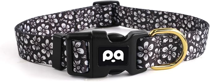 QQPETS Adjustable Soft Dog Collar: Print Flower Pink Multicolor Cute Patterns by QQPETS