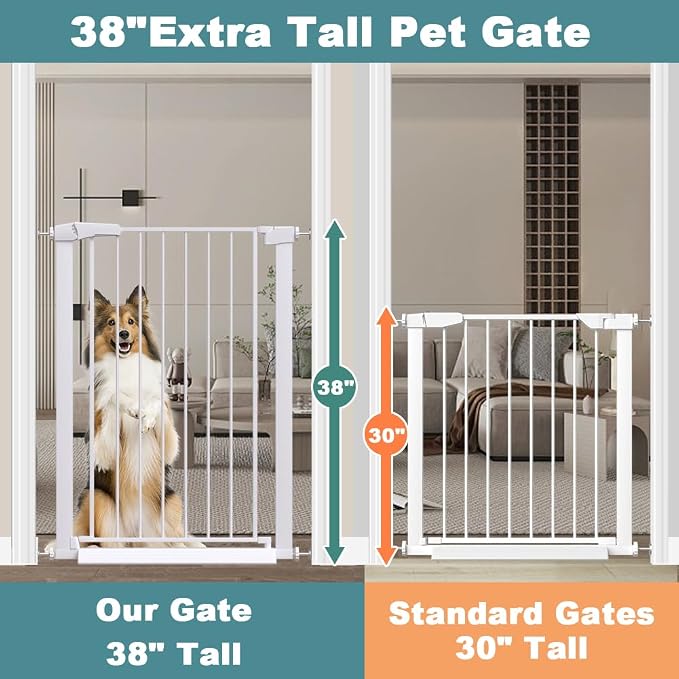 Fairy Baby 38" Extra Tall Baby Gate, 29.5"-40.5" Extra Wide Pet Gate - Image 3