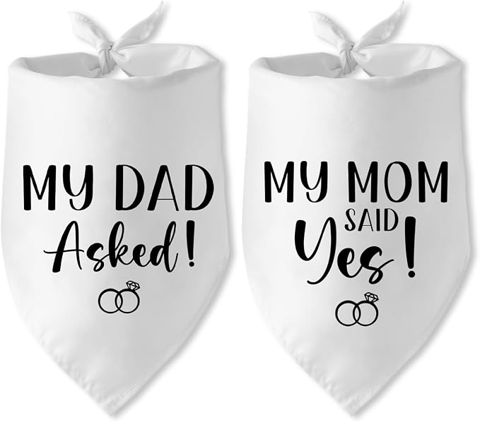 Engagement Gifts My DAD Asked! My MOM Said Yes! Dog Bandana Pet Scarf Wedding by JAmuruwt
