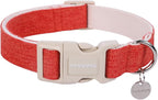 DOGWONG Cotton Hemp Dog Collar, Heavy-Duty Orange Dog Collar Adjustable Soft by DOGWONG