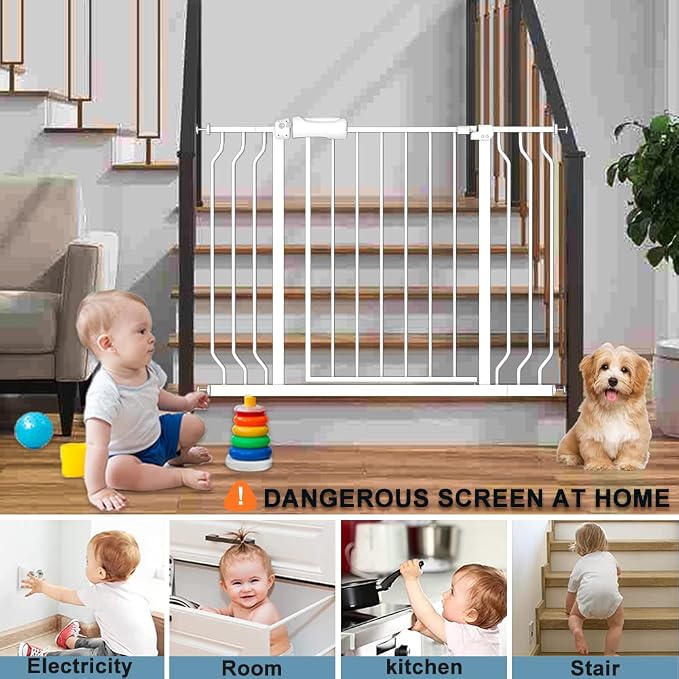 White Extra Wide Baby Gate 53-57.5 inch - Image 8