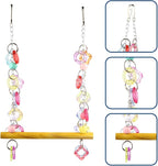 FRCOLOR Pet Bird Swing Hanging Chewing Toy 7.87 Inch Wooden Parrot Stand - Image 9