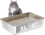Stainless Steel Litter Box, 23.6“x15.7"x6" Deep Stainless Steel Cat Litter Box by Futam