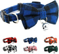 Blue Plaid Bow Dog Collar with Bell, Breakaway Cat Bell Collar with Bowtie by YOUALSO