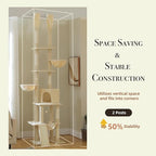 Floor to Ceiling Cat Tree Height Adjustable, Tall Cat Tower 7 Tiers Activity - Image 3