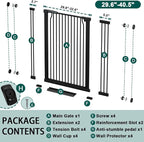 Fairy Baby 40.5" Extra Tall Baby Gate No Drill, 29.6"-40.5" Extra Wide Wide Dog - Image 2