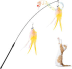 Pawaboo Feather Teaser Cat Toy, Interactive Feather Wand Cats Toy Flying by Pawaboo
