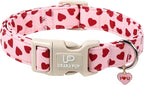 Valentine's Dog Collar, UP URARA PUP Pink Love Heart Adjustable Pet Collar by UPURARAPUP