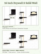 5-in-1 Cat Wall Shelves, Solid Wood & Velvet & Sisal Scratcher, 44lbs Max Load - Image 7