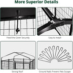 Dog Kennel Outside with Roof, Heavty Duty Welded Dog Crate Playpen with - Image 9