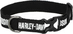 Harley-Davidson Cotton Webbing H-D Text Adjustable Pet Collar – Black/White by Harley-DavidsonFootwear