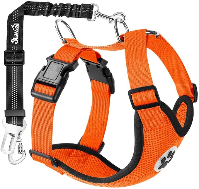 SlowTon Dog Seat Belt Harness for Car, Dog Car Harness Adjustable Mesh by SlowTon