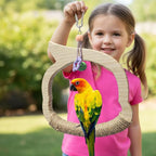 Wooden Bird Swing Perch Toy for Small and Medium Parrots, Natural Wood Ring - Image 4