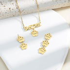Personalized Cute Dog Cat Paw Name Necklace Forever Love Custom Heart Pendant - Image 2