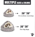 ShinHye Cat Bed Round Plush Fluffy Hooded Cat Bed Cave, Cozy - Image 8