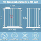Extra Wide Large Baby Gate 67-71.5 Inch Automatic Close Pet Dog Gates - Image 2