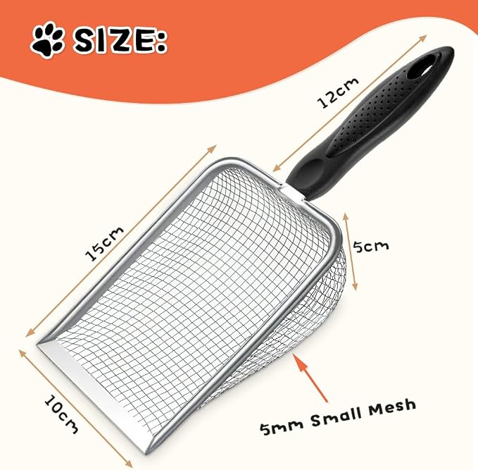Cat Litter Scoop, Sturdy Litter Cleaner Corner Shovel, Stainless Steel Mesh - Image 3