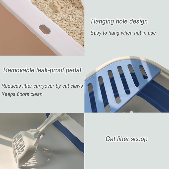 Senior Cat Litter Boxes, Collapsible Open Low Entry Cat Litter Pan - Image 3
