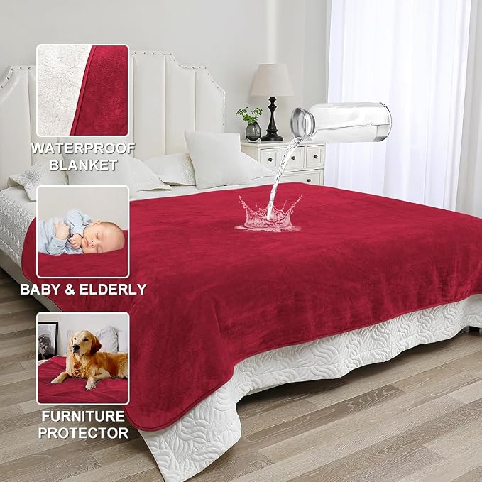 Waterproof Blanket for Beds – Ideal for Couch & Pets Splash Proof Sherpa Throw - Image 3