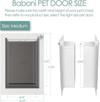 Baboni Pet Door for Wall, Steel Frame and Telescoping Tunnel, Aluminum Lock - Image 3