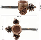 Bird Perch with Feeder for Cage & Chew Toys Pinecones - Image 4