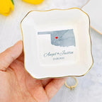 Custom State Location Map Engaged Ring Dish, Ring Holder Dish Engagement Gift - Image 5