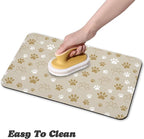 Dog Food Mat, Absorbent Water Bowl Mats Cat Pet Feeding Placemats Beige 24 * 32 - Image 4