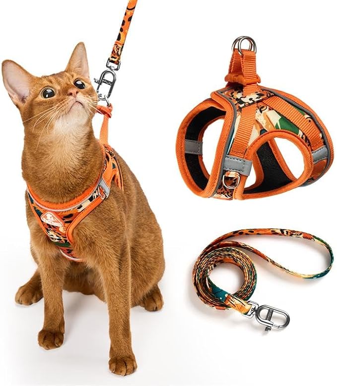 Cat Harness and Leash Set, Step-in Escape Proof Adjustable Vest Harness by PetThem