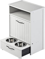 New Age Pet ECOFLEX Brea Dog Food Pantry in Antique White, Two 32 oz Bowls - Image 5
