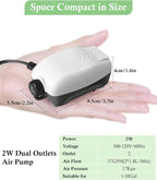HITOP 2W Nano Whisper Aquarium Air Pump, 57GPH Adjustable Dual Outlet Fish Tank - Image 2