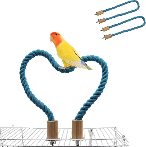 2 Pack Bird Rope Perch and Swing, Bird Cage Stand Pole Accessories, Climbing Toy by Dnoifne