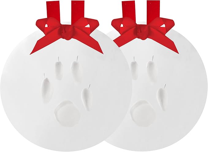 Pearhead Pawprints 2-Pack Christmas Ornament, DIY No Mess Pet Paw Print Holiday by Pearhead